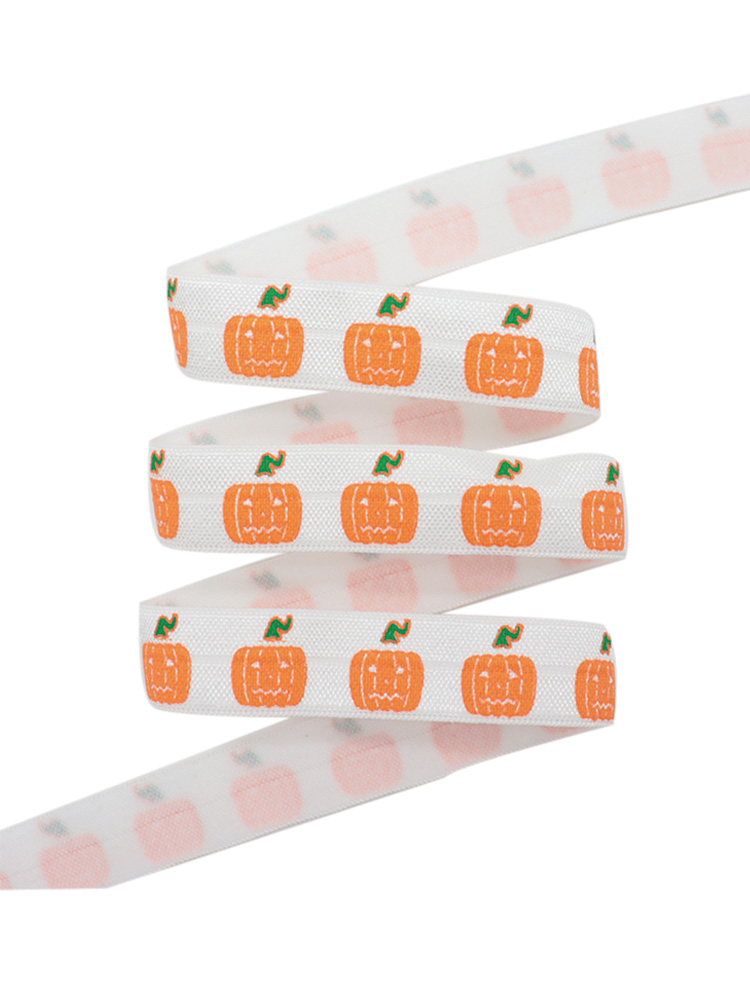 5/8 Inch pumpkin fold over elastic ribbon